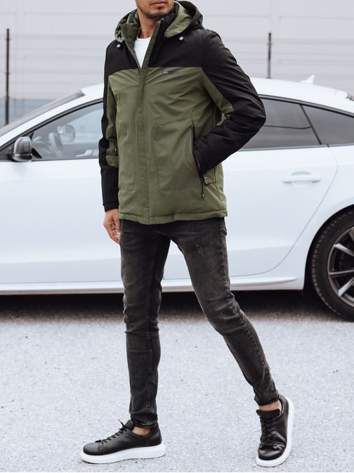 Čierno-zelená zimná bunda pre pánov