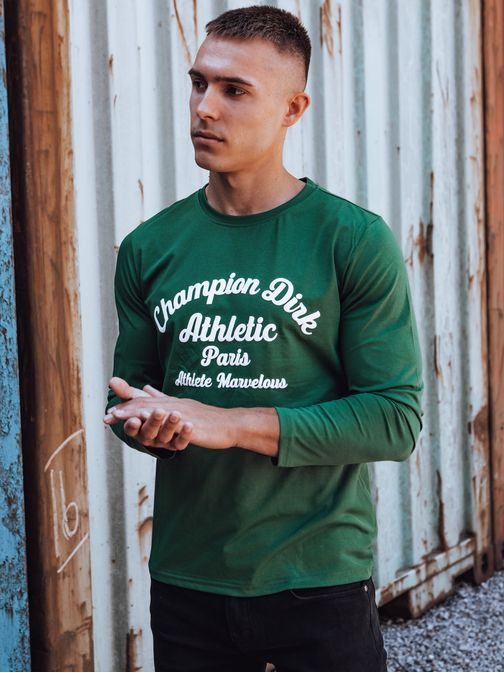 Jedinečné zelené tričko s dlhým rukávom a potlačou