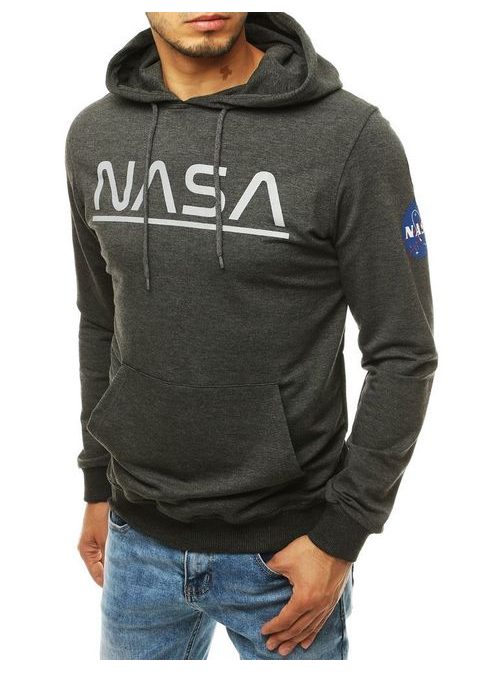 Tmavošedá mikina s kapucňou NASA