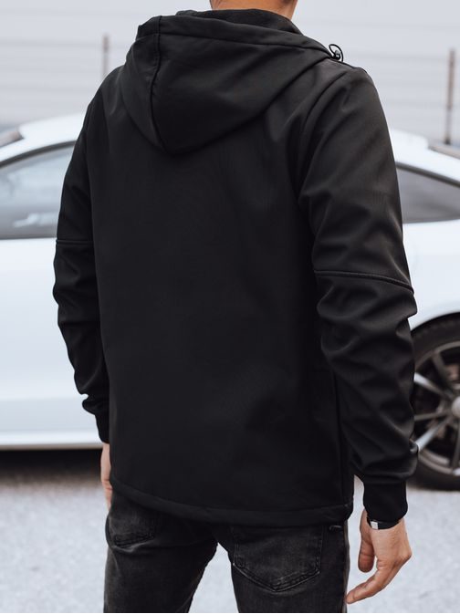 Prechodná čierna pánska bunda s kapucňou