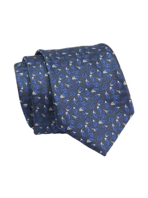 Granátovo-modrá kravata s lístkami Angelo di Monti