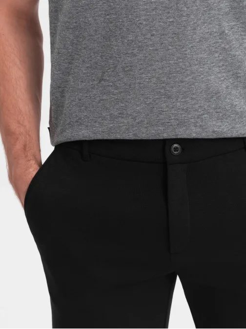 Čierne kraťasy zo štruktúrovaného úpletu V2 SRCS-0126