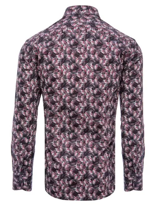 Vzorovaná bavlnená čierna košeľa s motýľmi