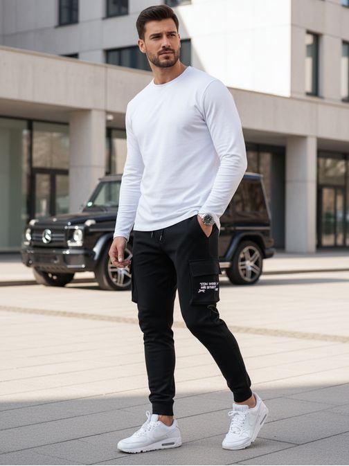 Originálne čierne pánske kapsáčové joggery