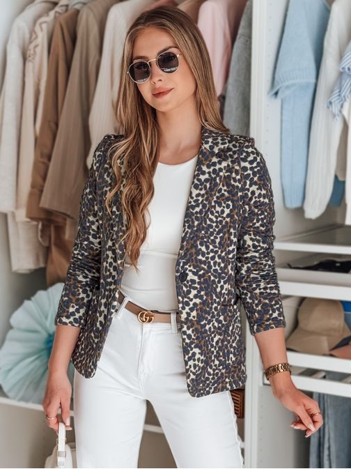 Vzorované modré dámske sako MARABELL