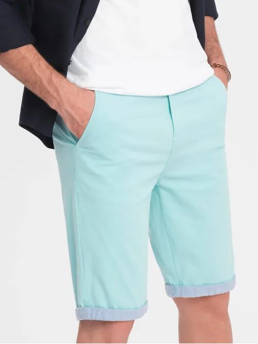 Tyrkysové chinos kraťasy s lemom V4 W421