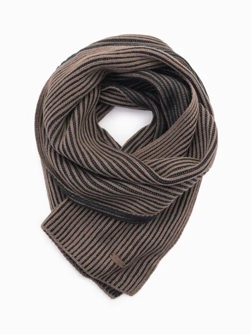 Moderný pletený hnedo čierny pánsky šál V3 ACSF-0114