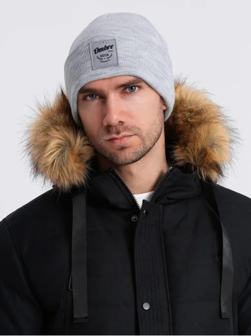 Melírovaná šedá štýlová pánska čiapka H103