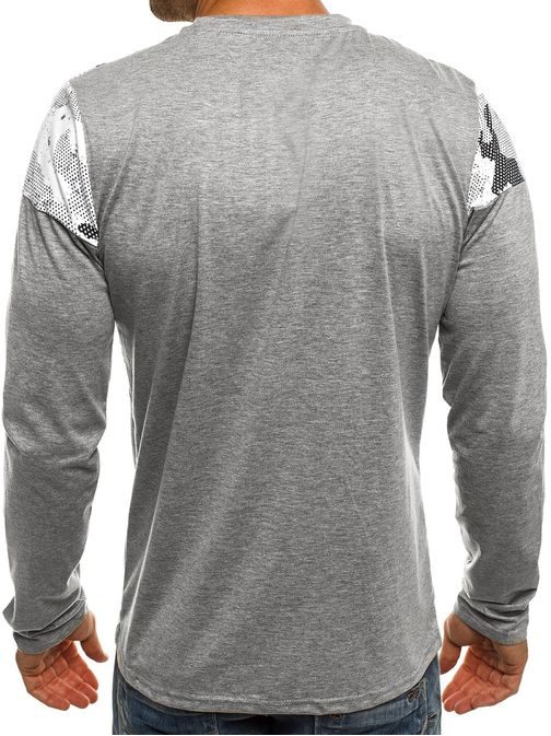Trendové sivé tričko s dlhým rukávom J.STYLE SX025