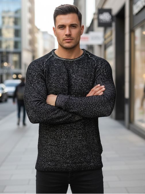 Cool pánsky sveter v čiernej farbe