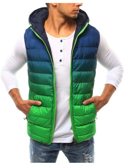 Modro-zelená obojstranná prešívaná vesta