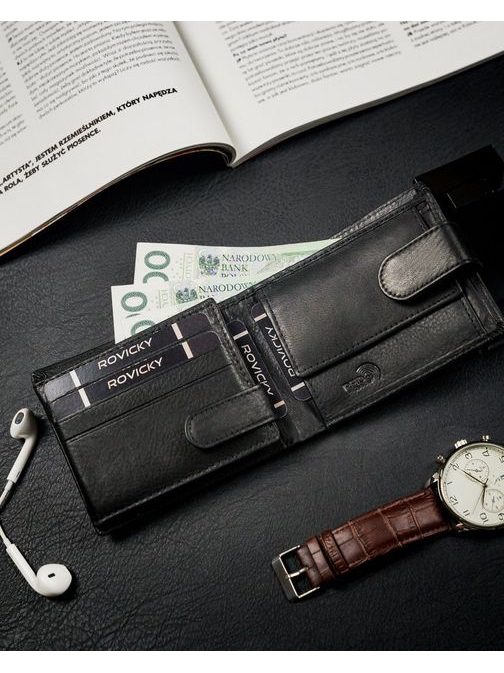 Kožená peňaženka v čiernej farbe Rovicky