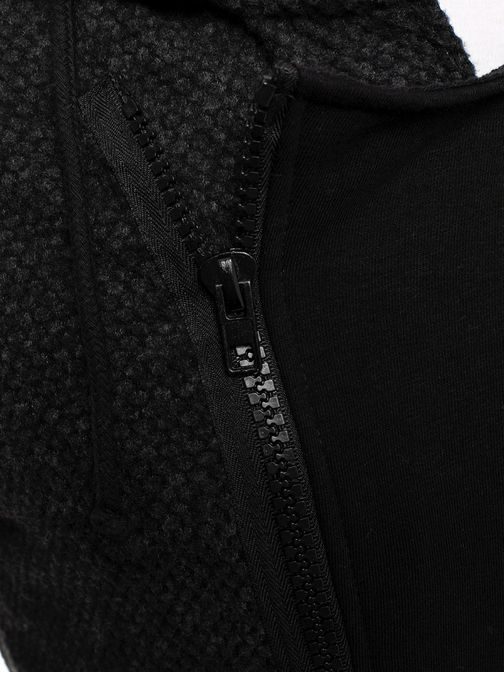 Grafitový pánsky sveter na zips s kapucňou  BREEZY 171550
