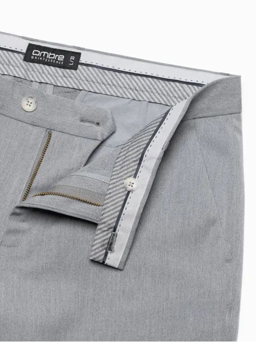 Elegantné šedé chinos nohavice klasického strihu V1 PACP-0191