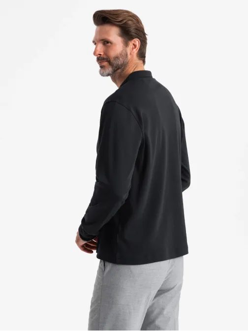 Pánska čierna polokošeľa na zips V8 POLS-0130