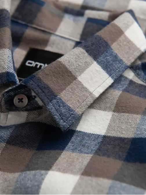 Trendy flanelová károvaná hnedo granátová košeľa V1 SHCS-0157