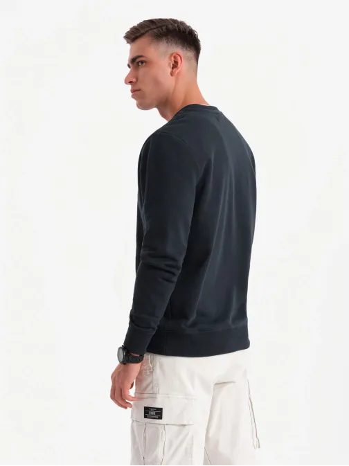 Základná bavlnená pánska mikina v čiernej farbe V9 om-ssbn-0159