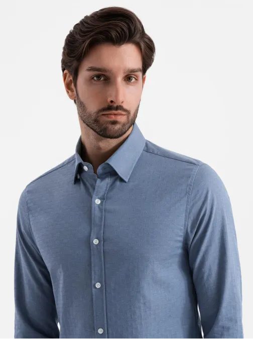 Módna modrá slim-fit košeľa V1 SHCS-0175