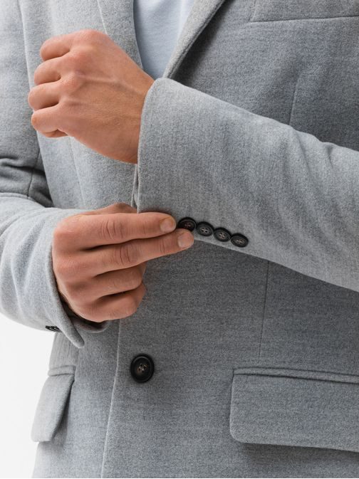 Elegantný šedý pánsky kabát C432