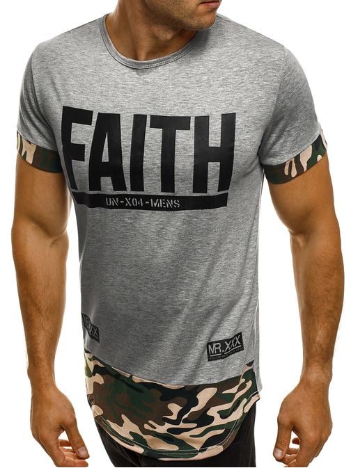 FAITH sivé tričko s maskáčom J.STYLE SS133