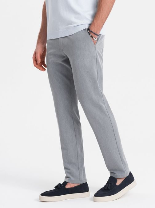 Elegantné šedé chinos nohavice klasického strihu V1 PACP-0191