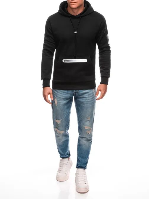 Moderná čierna pánska mikina B1699