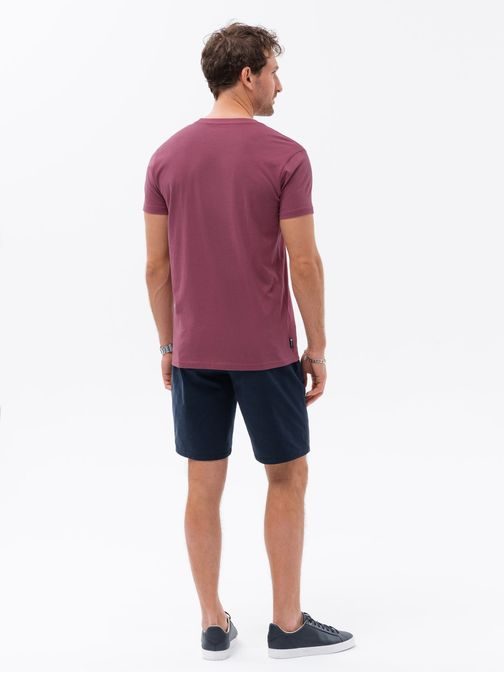 Módne fialové tričko s náprsným vreckom a popisom S1743