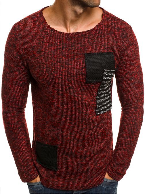 Trendy bordový sveter s nášivkami JACK DAVIS JK1031S