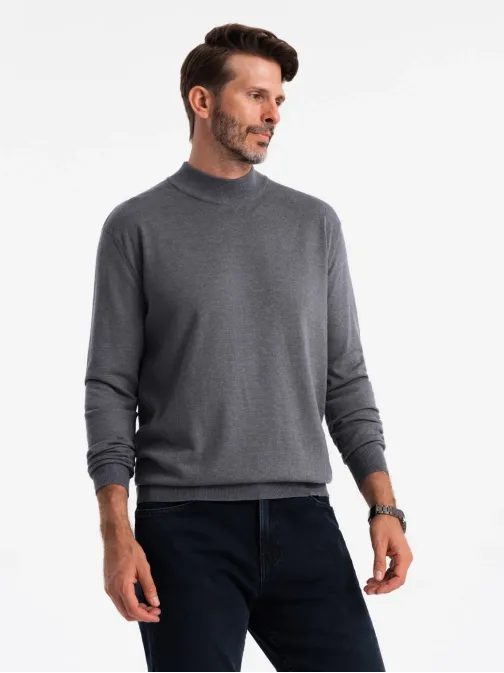 Trendy šedý melírovaný polorolák V3 SWTN-0100