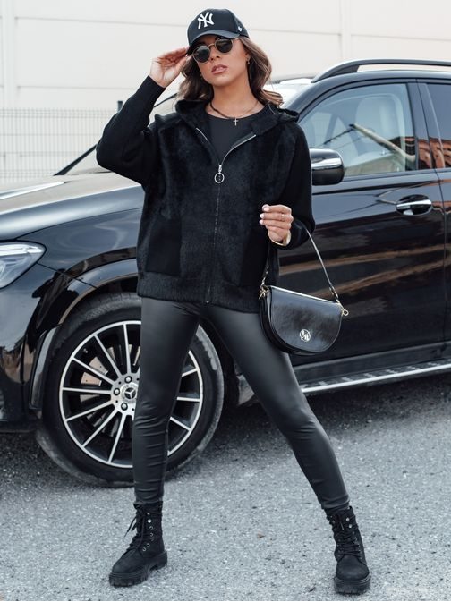 Dámska jedinečná čierna alpaka bunda Katherine