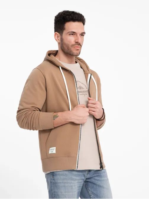 Základná hnedá mikina na zips V2 SSBZ-0178