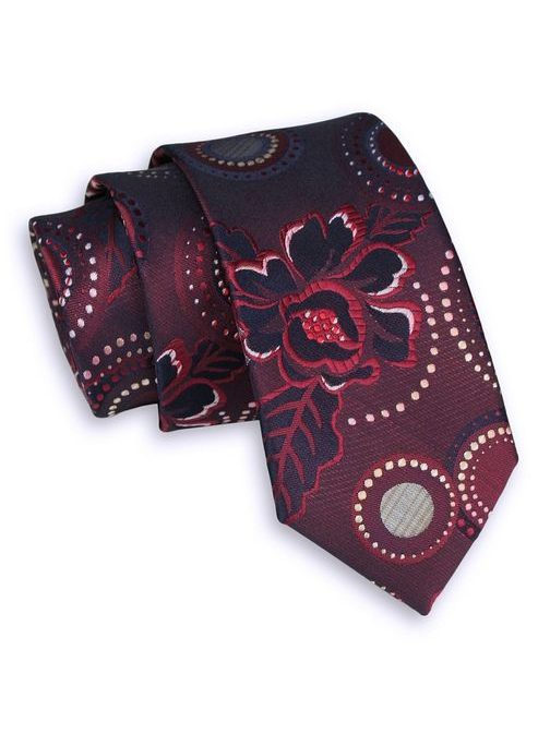 Extravagantná bordová kravata s tmavomodrými odleskami