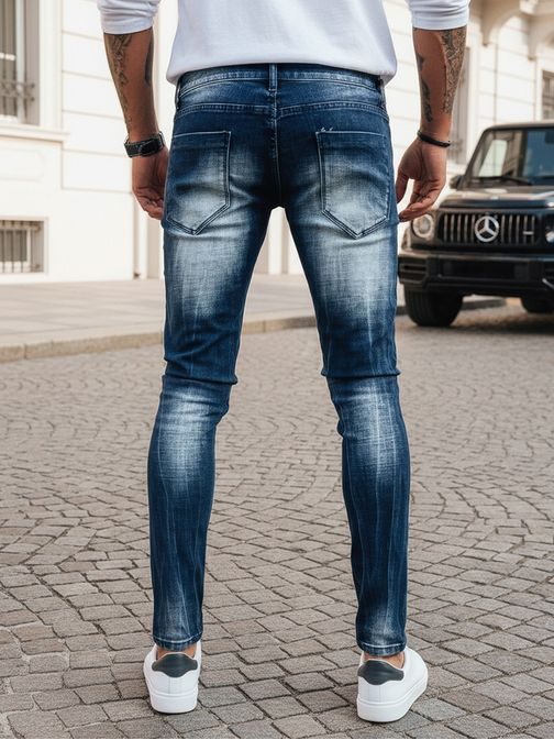 Trendy modré roztrhané pánske džínsy