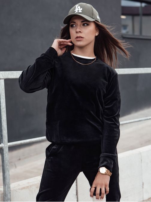 Velúrová čierna dámska tepláková súprava Urbanvelvet