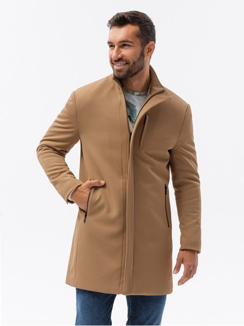 Krásny elegantný kabát v hnedej farbe C430