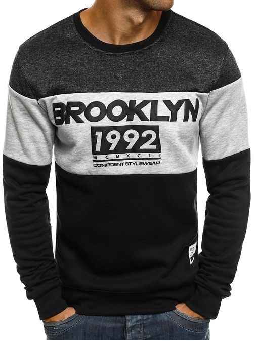 BROOKLYN 1992 pánska mikina čierna s potlačou J.STYLE DD24