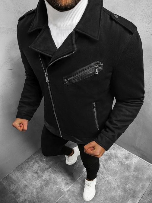 Trendová bunda v čiernej farbe ramoneska JS/M15501