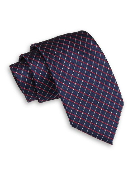 Modro-červená károvaná pánska kravata