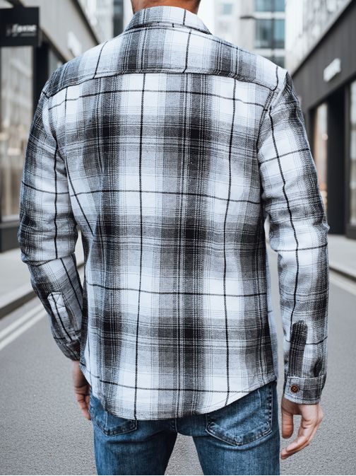 Kockovaná flanelová košeľa s náprsnými vreckami v čierno-bielej farbe