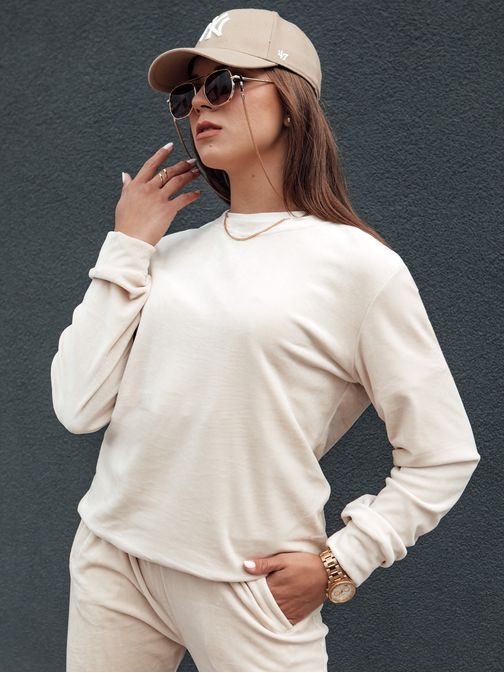 Velúrová ecru dámska tepláková súprava Urbanvelvet