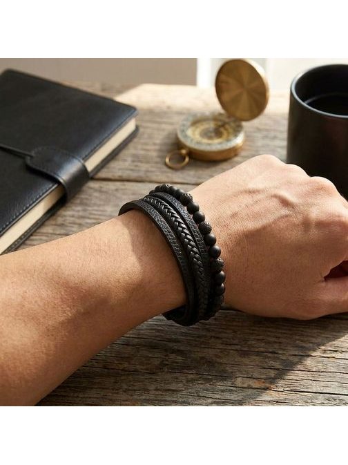 Trendy čierny pánsky náramok