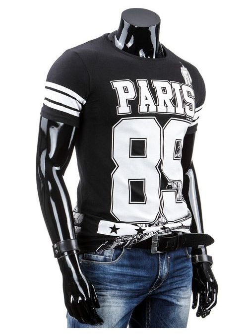 Čierne pánske tričko s nápisom PARIS