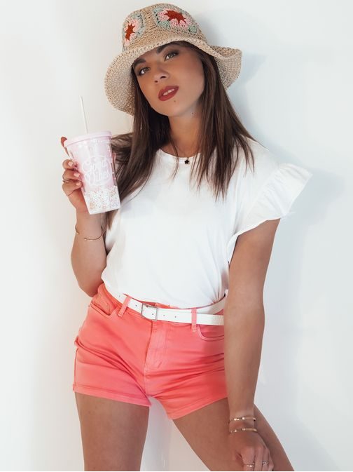 Krásne dámske ružové rifľové kraťasy Glamwear