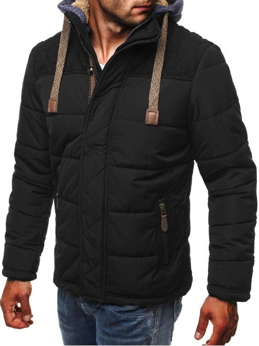 Čierna bunda s praktickou kapucňou J. STYLE 3092
