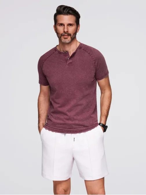 Vínové tričko s vypraným vzorom na gombíky V3 TSWT-0150