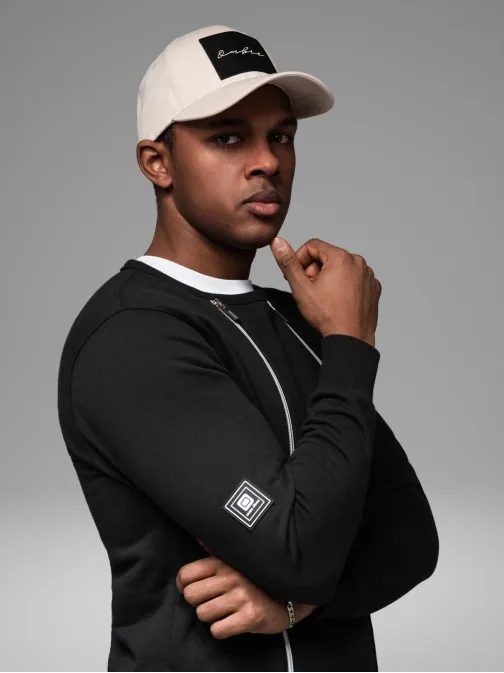 Nadčasová čierna mikina s ozdobnými zipsami V1 SSNZ-0187