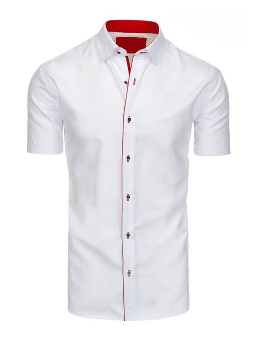 Biela košeľa s červeným doplnkom