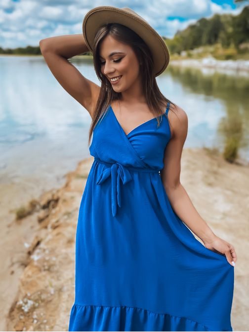 Nádherné maxi šaty v nevädzovo-modrej farbe Edif
