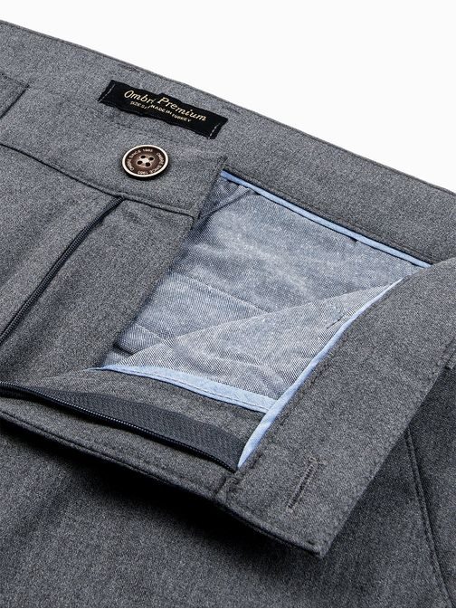 Elegantné pánske chinos nohavice šedé P832