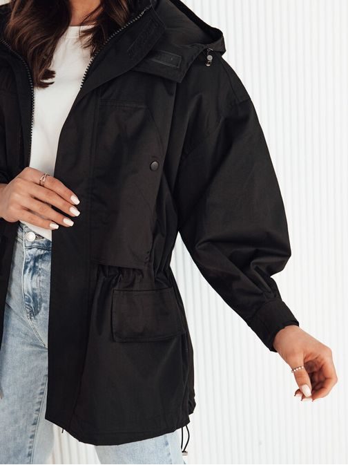 Dámska čierna parka v modernom dizajne Minessa